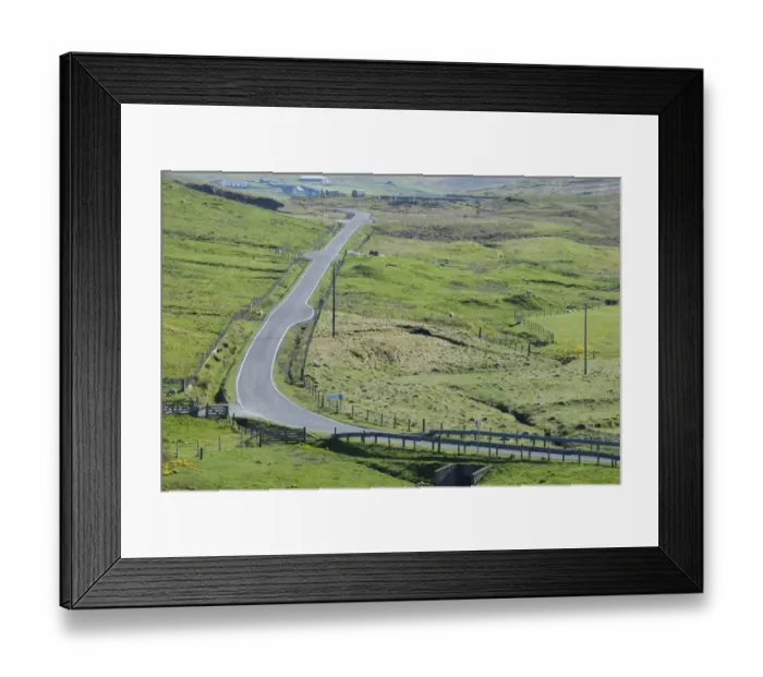 Framed Print : Single track road with passing places, Mainland, Shetland Islands, Scotland, May Framed Print : Single track road with passing places, Mainland, Shetland Islands, Scotland, May