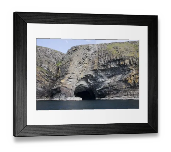 Framed Print : View of sea cave and cliffs, Bressay, Shetland Islands, Scotland, June Framed Print : View of sea cave and cliffs, Bressay, Shetland Islands, Scotland, June