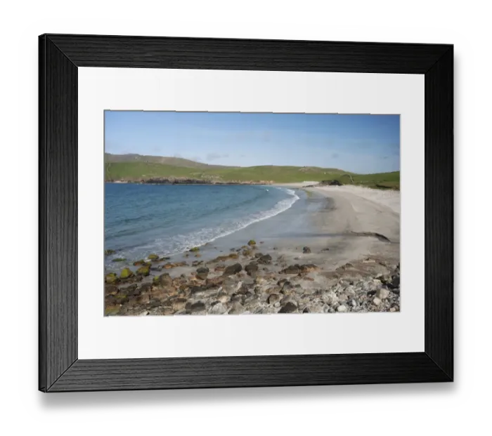 Framed Print : View of rocks on sandy beach, Lunda Wick Bay, Unst, Shetland Islands, Scotland, June Framed Print : View of rocks on sandy beach, Lunda Wick Bay, Unst, Shetland Islands, Scotland, June