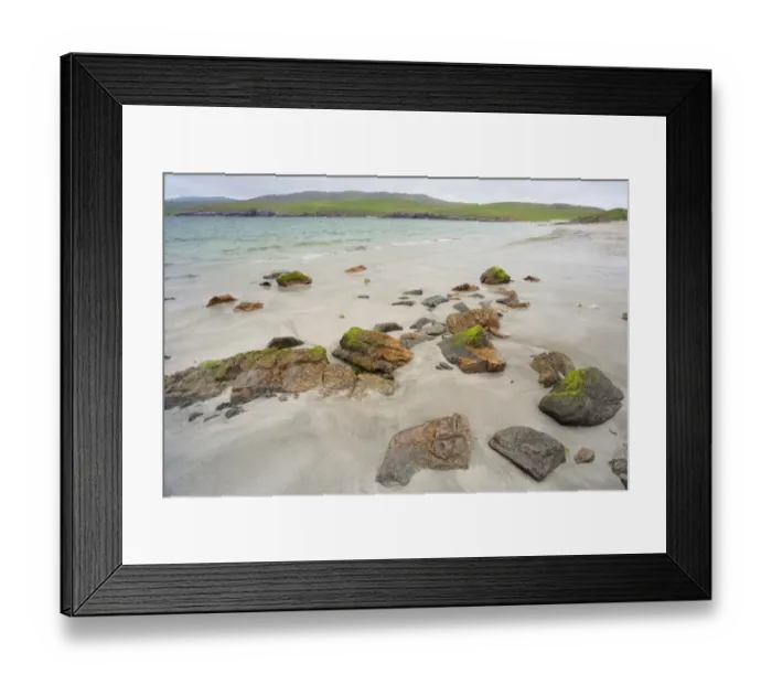 Framed Print : Rocks on sandy beach, Lunda Wick Bay, Unst, Shetland Islands, Scotland, June Framed Print : Rocks on sandy beach, Lunda Wick Bay, Unst, Shetland Islands, Scotland, June