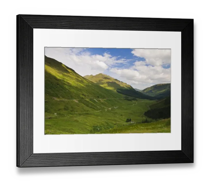 Framed Print : View of upland valley, looking from Rest And Be Thankful viewpoint, Argyll Forest Park, Argyll, Argyll and Bute Framed Print : View of upland valley, looking from Rest And Be Thankful viewpoint, Argyll Forest Park, Argyll, Argyll and Bute
