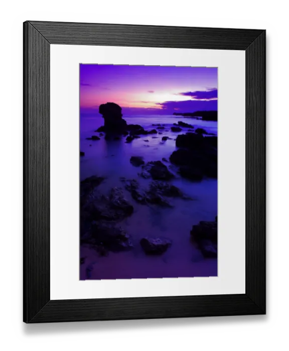 Framed Print : View of beach with rocks silhouetted at sunset, Porth Dafarch, Anglesey, Wales, September Framed Print : View of beach with rocks silhouetted at sunset, Porth Dafarch, Anglesey, Wales, September
