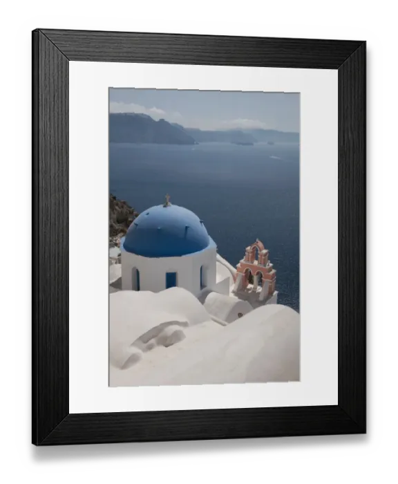 Framed Print : Orthodox church with blue dome, in town on coastal clifftop, Oia, Santorini, Cyclades, Aegean Sea, Greece, September Framed Print : Orthodox church with blue dome, in town on coastal clifftop, Oia, Santorini, Cyclades, Aegean Sea, Greece, September