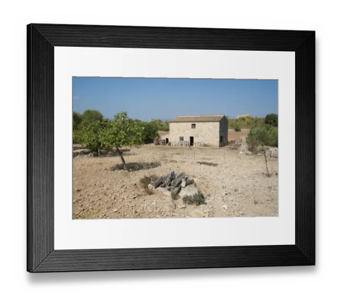 Framed Print : View of farm buildings in dry farmland, Alcudia, Majorca, Balearic Islands, Spain, September Framed Print : View of farm buildings in dry farmland, Alcudia, Majorca, Balearic Islands, Spain, September