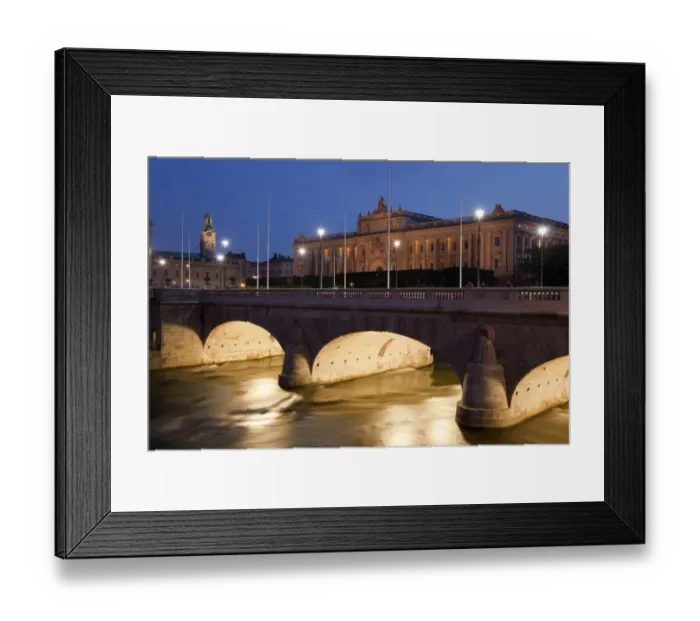 Framed Print : Bridge and royal palace illuminated at night, Royal Palace, Stockholm, Sweden, September Framed Print : Bridge and royal palace illuminated at night, Royal Palace, Stockholm, Sweden, September