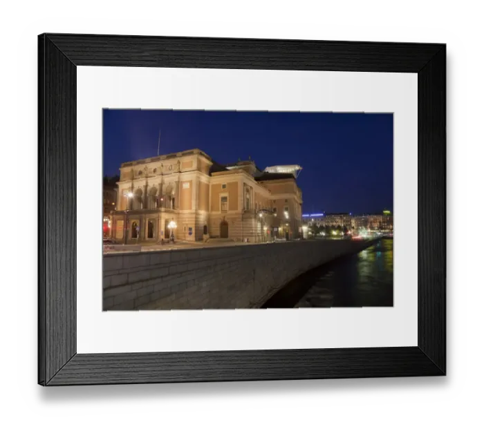 Framed Print : City opera house illuminated at night, Royal Swedish Opera, Norrstrom River, Stockholm, Sweden, September Framed Print : City opera house illuminated at night, Royal Swedish Opera, Norrstrom River, Stockholm, Sweden, September