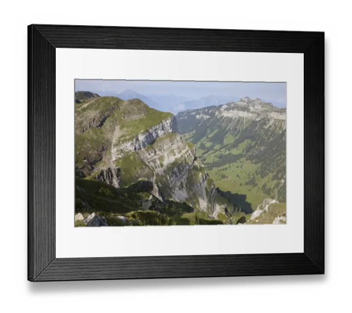 Framed Print : View of mountain valley landscape, Gemmenalphorn, Bernese Oberland, Switzerland, August Framed Print : View of mountain valley landscape, Gemmenalphorn, Bernese Oberland, Switzerland, August