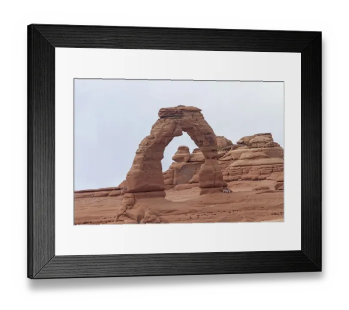Framed Print : Delicate Arch viewed from lower Delicate Arch viewpoint car park - Arches National Park Utah, America Framed Print : Delicate Arch viewed from lower Delicate Arch viewpoint car park - Arches National Park Utah, America