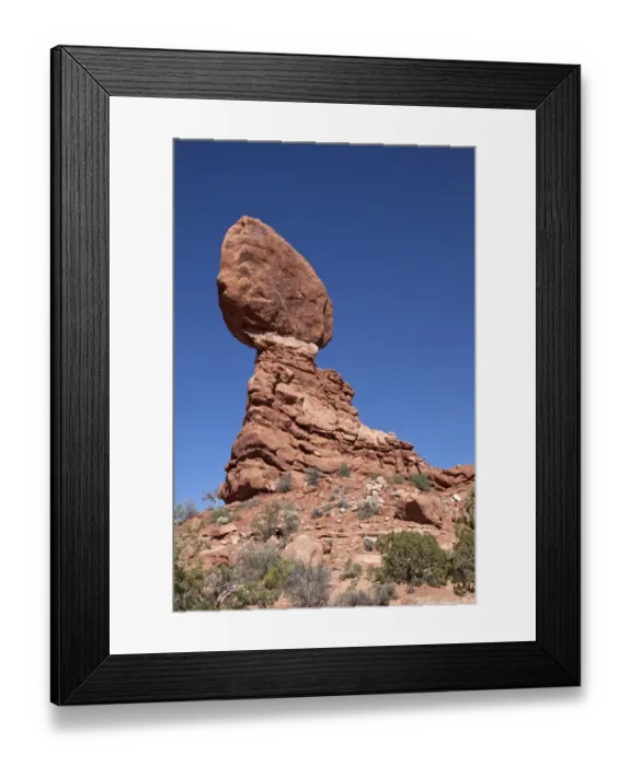 Framed Print : Arches National Park - Balanced Rock, Entrada Sandstone resting on mudstone known as Dewey Bridge or Carmel formation
