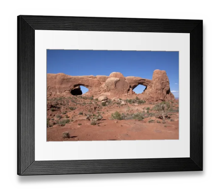 Framed Print : North and South Windows view from Turret Arch - Arches National Park, Utah, America Framed Print : North and South Windows view from Turret Arch - Arches National Park, Utah, America