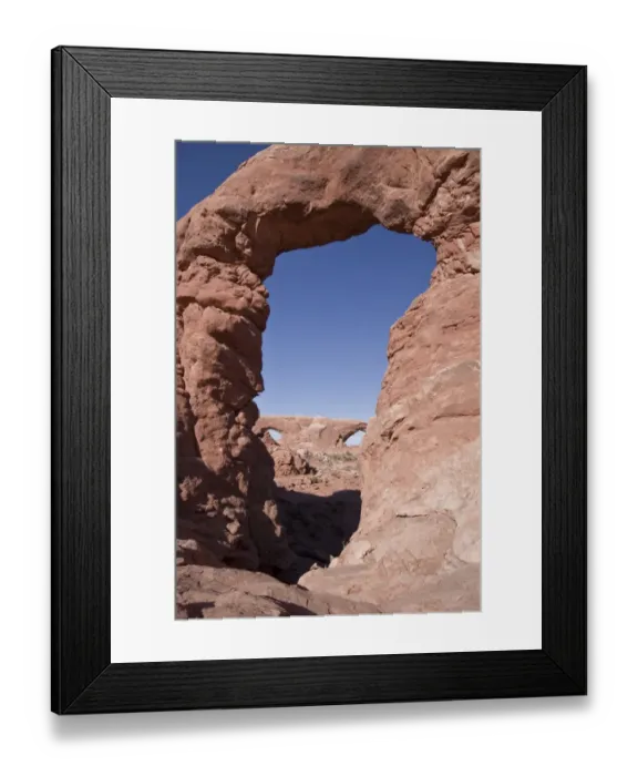 Framed Print : North and South Window viewed from Turret Arch - Arches National Park Utah America Framed Print : North and South Window viewed from Turret Arch - Arches National Park Utah America