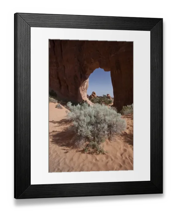 Framed Print : Pine tree Arch in Arches National Park, Utah. This arch is made from Entrada Sandstone which over time is eroded by