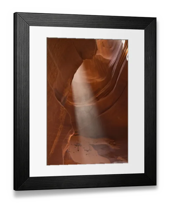 Framed Print : Light beam in Upper Antelope Canyon was formed by erosion of Navajo Sandstone Framed Print : Light beam in Upper Antelope Canyon was formed by erosion of Navajo Sandstone