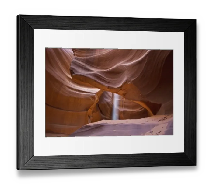 Framed Print : Light beam in Upper Antelope Canyon was formed by erosion of Navajo Sandstone Framed Print : Light beam in Upper Antelope Canyon was formed by erosion of Navajo Sandstone