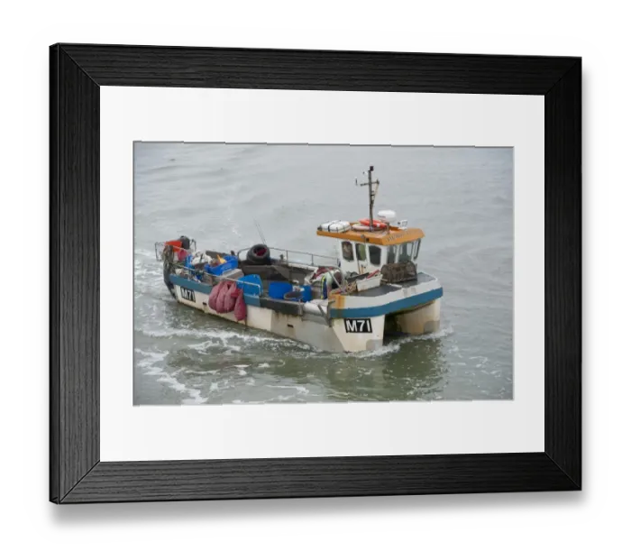 Framed Print : Fishing boat entering harbour, Saundersfoot, Pembrokeshire, Wales, August Framed Print : Fishing boat entering harbour, Saundersfoot, Pembrokeshire, Wales, August