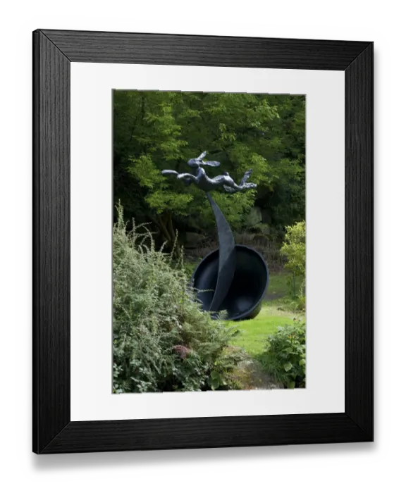Framed Print : Running hare sculpture in garden of stately home, Chatsworth House, Derbyshire, England, August Framed Print : Running hare sculpture in garden of stately home, Chatsworth House, Derbyshire, England, August