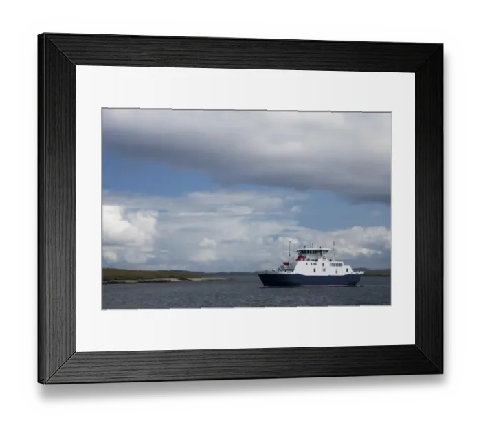 Framed Print : Ferry boat at sea, Yell, Shetland Islands, Scotland, June Framed Print : Ferry boat at sea, Yell, Shetland Islands, Scotland, June