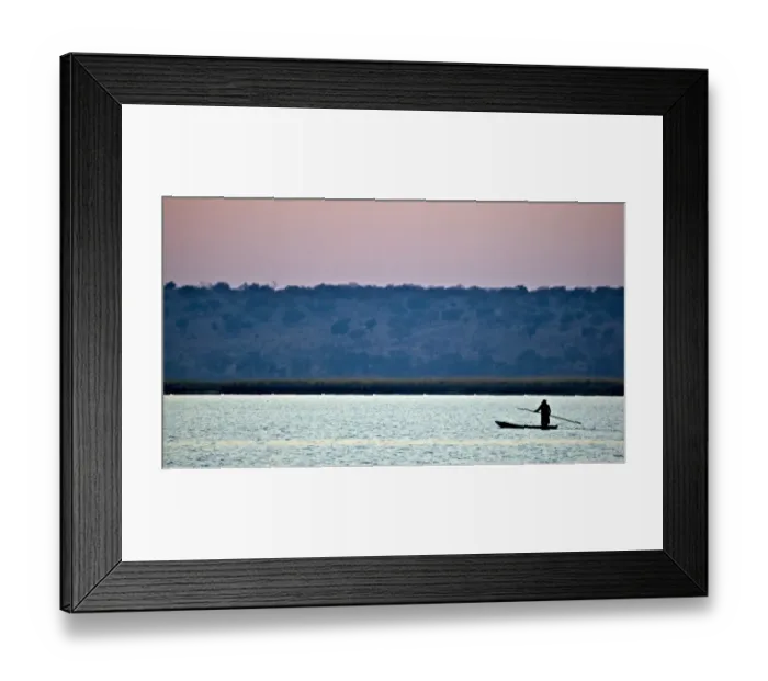 Framed Print : Makoro canoe silhouetted at sunset, Chobe N. P. Botswana, July Framed Print : Makoro canoe silhouetted at sunset, Chobe N. P. Botswana, July