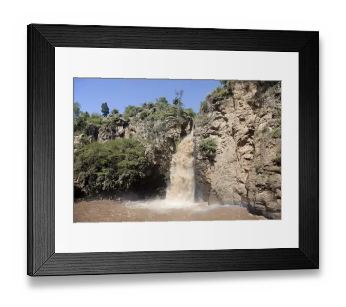 Framed Print : Waterfall flowing into lake, Makalia Falls, Makalia River, Lake Nakuru N. P. Great Rift Valley, Kenya, August Framed Print : Waterfall flowing into lake, Makalia Falls, Makalia River, Lake Nakuru N. P. Great Rift Valley, Kenya, August