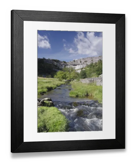 Framed Print : View of stream and limestone cliff, Malham Cove, Malhamdale, Yorkshire Dales N. P. North Yorkshire, England, august Framed Print : View of stream and limestone cliff, Malham Cove, Malhamdale, Yorkshire Dales N. P. North Yorkshire, England, august