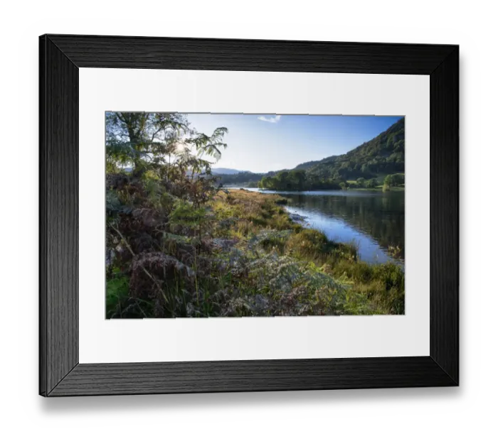 Framed Print : View of lake in evening sunlight, Rydal Water, Rothay Valley, Ambleside, Lake District N. P. Cumbria, England, August