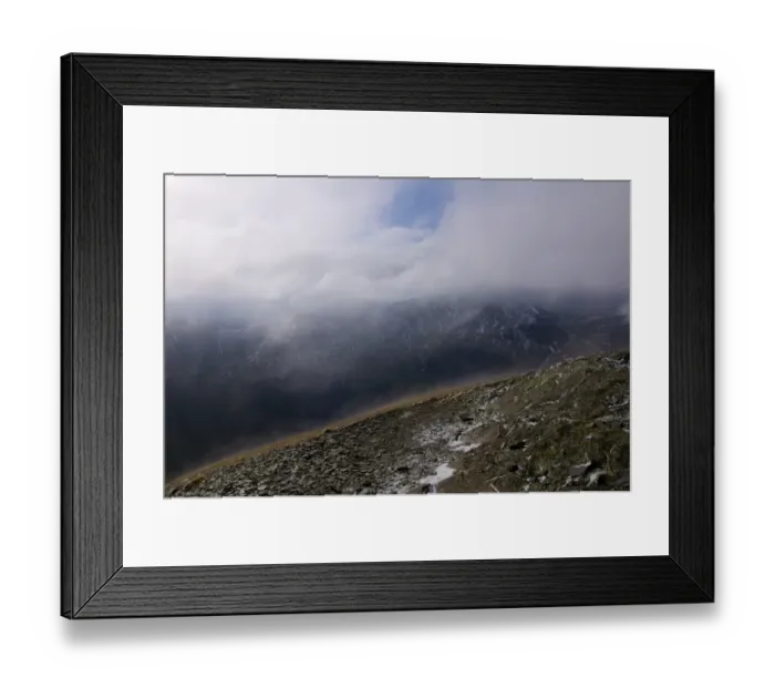 Framed Print : View of fell landscape with low cloud, Grisedale Pike, Lake District N. P. Cumbria, England, February Framed Print : View of fell landscape with low cloud, Grisedale Pike, Lake District N. P. Cumbria, England, February