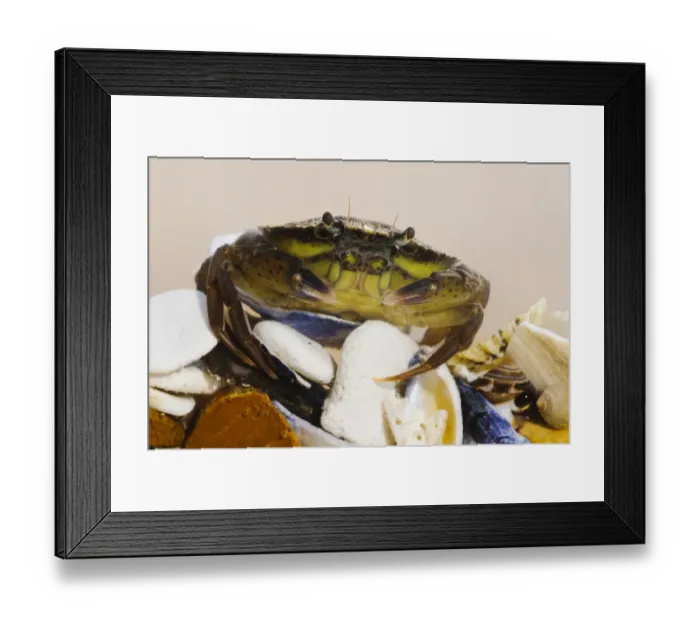 Framed Print : Shore Crab (Carcinus maenas) juvenile, clambering over seashells, Joss Bay, Kent, England Framed Print : Shore Crab (Carcinus maenas) juvenile, clambering over seashells, Joss Bay, Kent, England