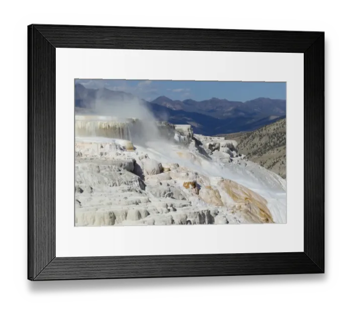 Framed Print : Travertine terraces at hotspring, Palette Spring, Mammoth Hot Springs, Yellowstone N. P. Wyoming, U. S. A. September Framed Print : Travertine terraces at hotspring, Palette Spring, Mammoth Hot Springs, Yellowstone N. P. Wyoming, U. S. A. September