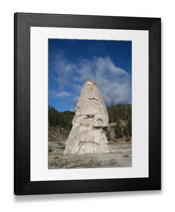 Framed Print : Dormant hotspring, approx. 2500 years old, created by accumulation of mineral deposits, Liberty Cap, Yellowstone N. P Framed Print : Dormant hotspring, approx. 2500 years old, created by accumulation of mineral deposits, Liberty Cap, Yellowstone N. P