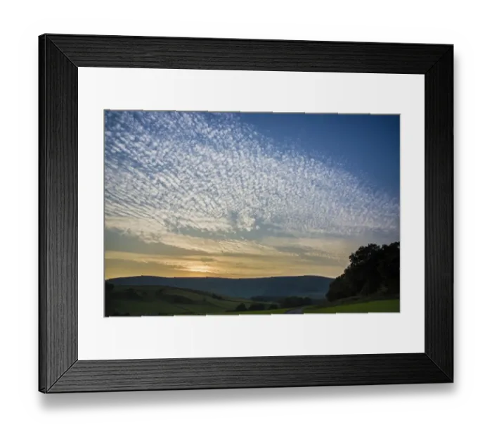 Framed Print : Altocumulus Mackerel Sky at sunset, Whitewell, Lancashire, England, August Framed Print : Altocumulus Mackerel Sky at sunset, Whitewell, Lancashire, England, August