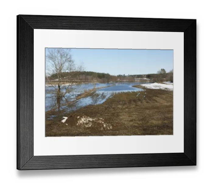 Framed Print : Field flooded from small river, Sweden, winter Framed Print : Field flooded from small river, Sweden, winter