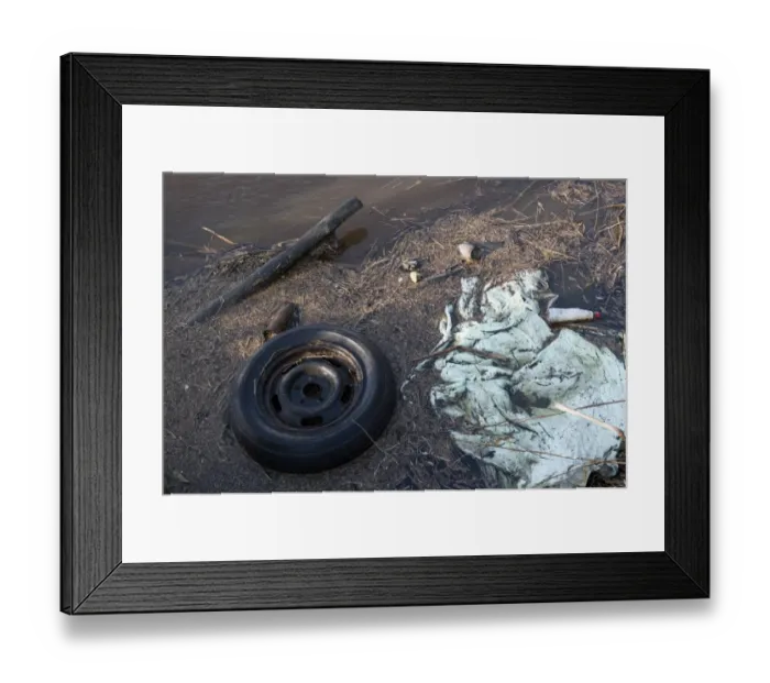 Framed Print : Rubbish at edge of floodwater, River Nidd, Nidderdale, Yorkshire Dales, North Yorkshire, England, January Framed Print : Rubbish at edge of floodwater, River Nidd, Nidderdale, Yorkshire Dales, North Yorkshire, England, January
