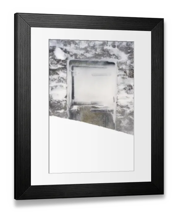 Framed Print : Doors on stone field barn behind snowdrift during snowstorm, Cumbria, England, March Framed Print : Doors on stone field barn behind snowdrift during snowstorm, Cumbria, England, March
