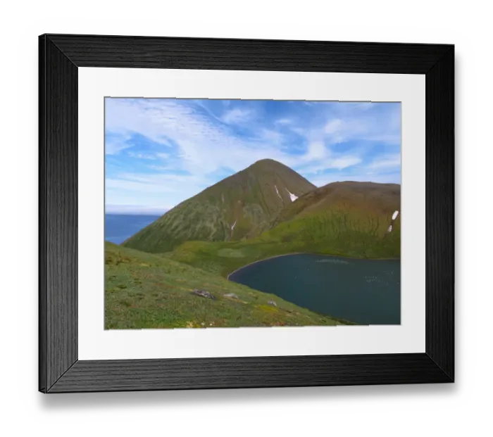 Framed Print : View of coastline and mountains, Kittiwake Lake, Alaska Maritime National Wildlife Refuge, Buldir Island Framed Print : View of coastline and mountains, Kittiwake Lake, Alaska Maritime National Wildlife Refuge, Buldir Island