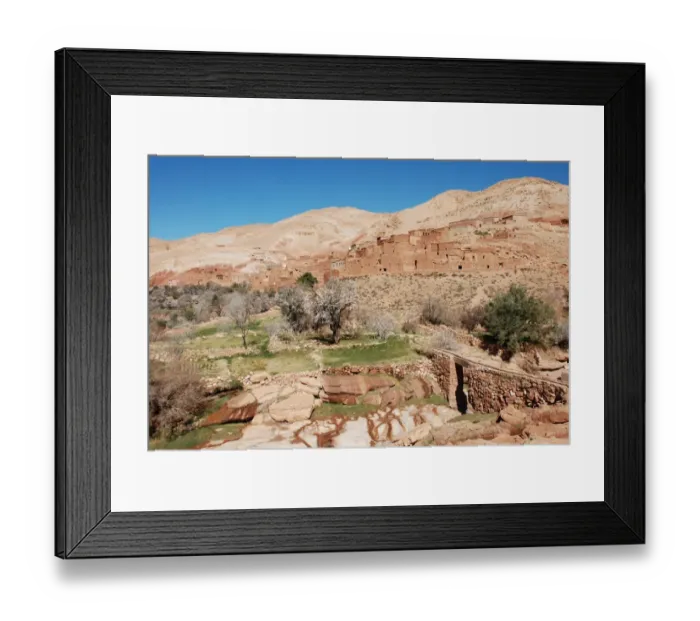 Framed Print : View of traditional adobe built village, High Atlas Mountains, Morocco, January