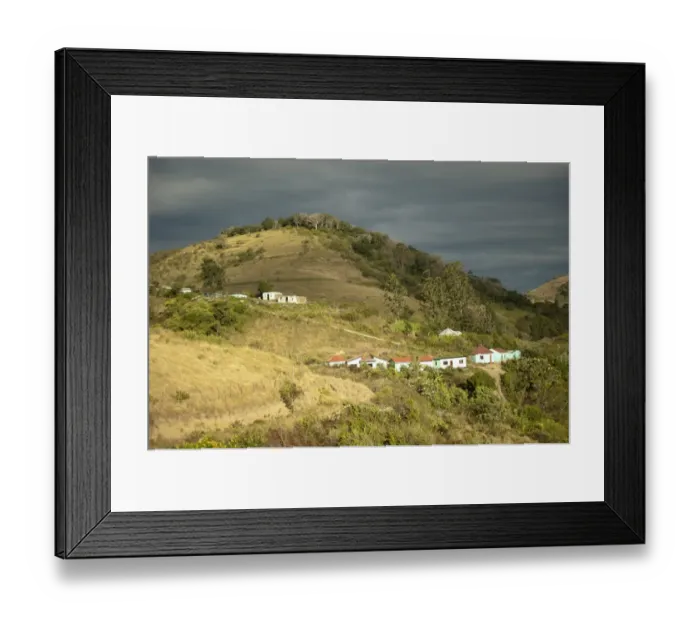 Framed Print : View of houses on hillside, Pondoland, Eastern Cape (Transkei), South Africa, July Framed Print : View of houses on hillside, Pondoland, Eastern Cape (Transkei), South Africa, July
