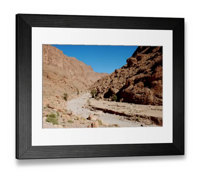 Framed Print : View of canyon with dry riverbed, Todgha Gorge, High Atlas Mountains, Morocco, February Framed Print : View of canyon with dry riverbed, Todgha Gorge, High Atlas Mountains, Morocco, February