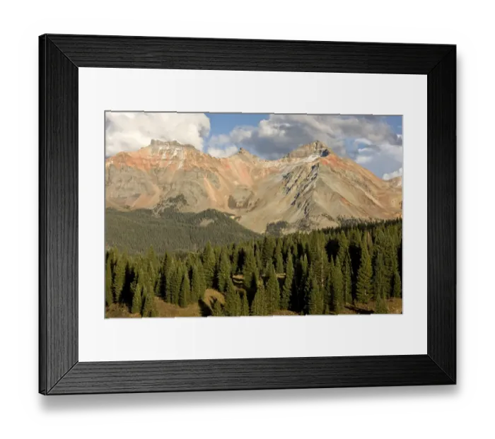 Framed Print : View over Engelmanns Spruce (Picea engelmannii) high forest habitat towards mountain peak, Vermillion Peak Framed Print : View over Engelmanns Spruce (Picea engelmannii) high forest habitat towards mountain peak, Vermillion Peak
