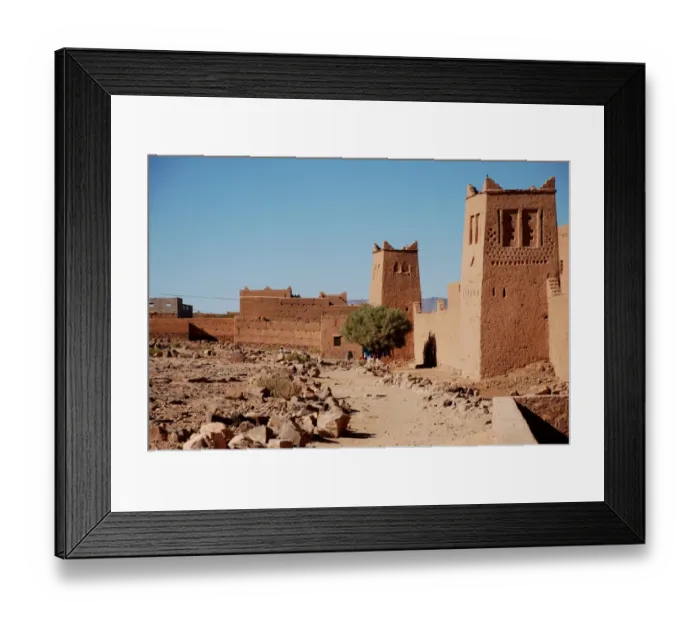 Framed Print : View of kasbah buildings, Kasbah de Tizergate, near Zagora, Souss-Massa-Draa, Morocco, February Framed Print : View of kasbah buildings, Kasbah de Tizergate, near Zagora, Souss-Massa-Draa, Morocco, February