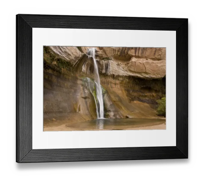 Framed Print : Waterfall cascading over navajo sandstone, Lower Calf Creek Falls, Calf Creek Framed Print : Waterfall cascading over navajo sandstone, Lower Calf Creek Falls, Calf Creek