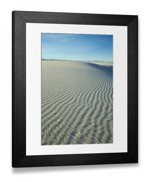 Framed Print : View of gypsum dunes with windblown ridges, White Sands National Monument, New Mexico, U. S. A. December Framed Print : View of gypsum dunes with windblown ridges, White Sands National Monument, New Mexico, U. S. A. December