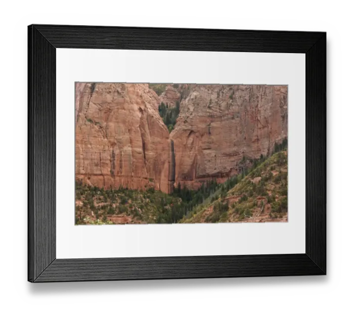 Framed Print : Hanging canyon, caused by fault uplift, in sandstone walls of canyon, Kolob Canyon, Zion N. P. Utah, U. S. A. October Framed Print : Hanging canyon, caused by fault uplift, in sandstone walls of canyon, Kolob Canyon, Zion N. P. Utah, U. S. A. October