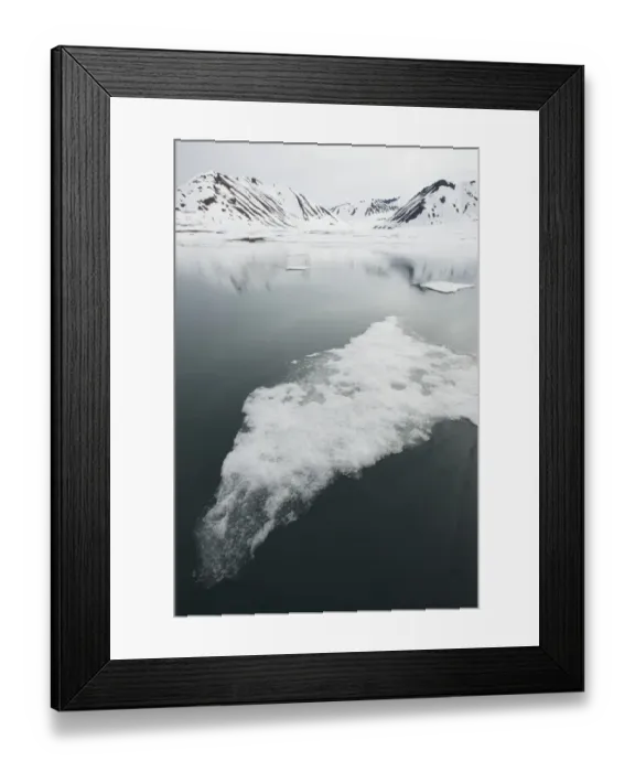 Framed Print : Drift ice near coastline, Woodfjord, Spitsbergen, Svalbard, June
