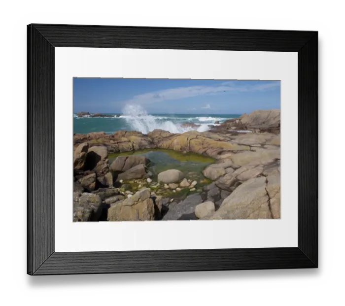 Framed Print : Rockpool and waves on rocky shore at low tide, Jersey, Channel Islands, May Framed Print : Rockpool and waves on rocky shore at low tide, Jersey, Channel Islands, May