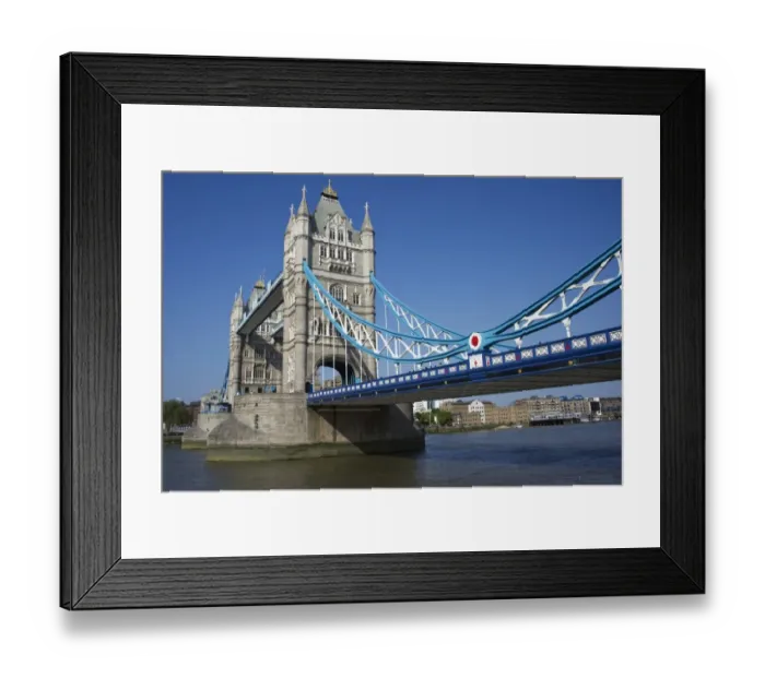Framed Print : Bascule bridge on river in city, Tower Bridge, River Thames, London, England, april Framed Print : Bascule bridge on river in city, Tower Bridge, River Thames, London, England, april