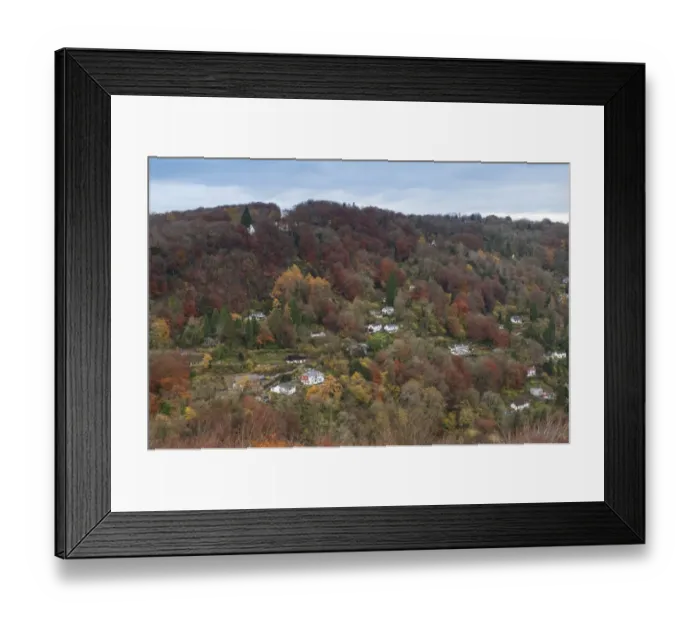 Framed Print : View of village and autumn woodland, Symonds Yat, Forest of Dean, Herefordshire, England, November Framed Print : View of village and autumn woodland, Symonds Yat, Forest of Dean, Herefordshire, England, November