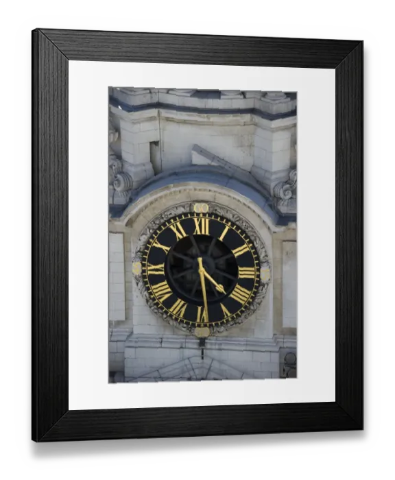 Framed Print : Clock on clock tower of city cathedral, St. Pauls Cathedral, City of London, London, England, april Framed Print : Clock on clock tower of city cathedral, St. Pauls Cathedral, City of London, London, England, april