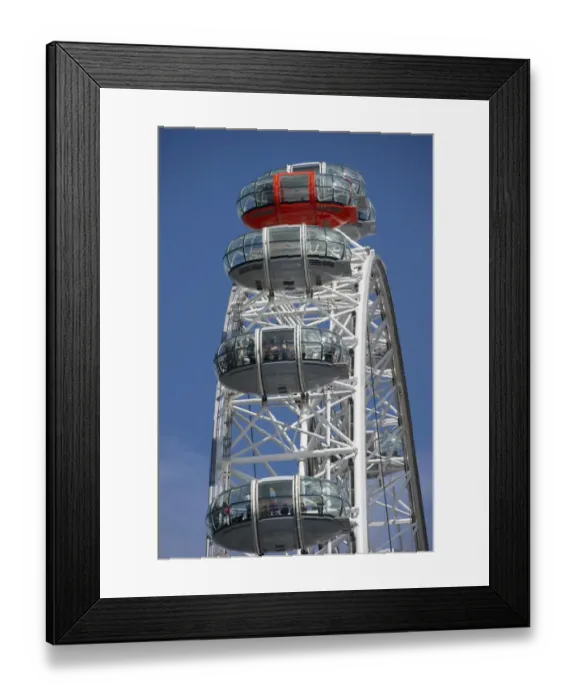 Framed Print : Ferris wheel passenger capsules in city, London Eye, South Bank, River Thames, Lambeth, London, England, april