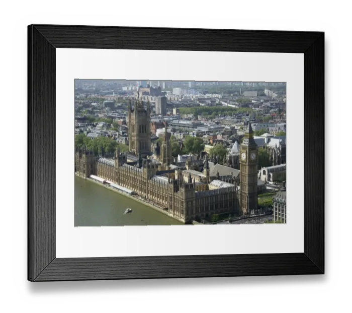 Framed Print : View from London Eye of Palace of Westminster (Houses of Parliament), River Thames, Westminster, London, England, april Framed Print : View from London Eye of Palace of Westminster (Houses of Parliament), River Thames, Westminster, London, England, april