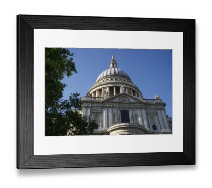 Framed Print : View of city cathedral with dome, St. Pauls Cathedral, City of London, London, England, april Framed Print : View of city cathedral with dome, St. Pauls Cathedral, City of London, London, England, april